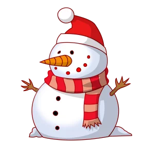 Festive Winter Wonderland Snowman Clipart with Santa Hat and Cozy Scarf