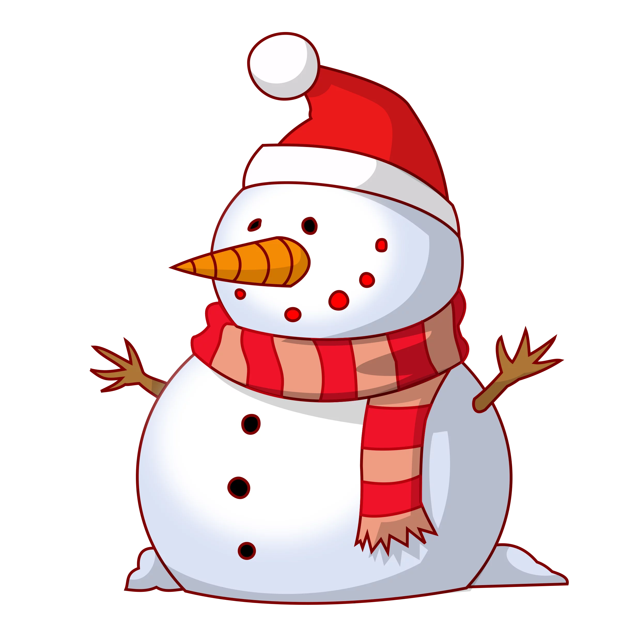 Festive Winter Wonderland Snowman Clipart with Santa Hat and Cozy Scarf