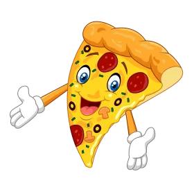 Cheerful Cartoon Pizza Slice Clipart with Expressive Animated Character Design