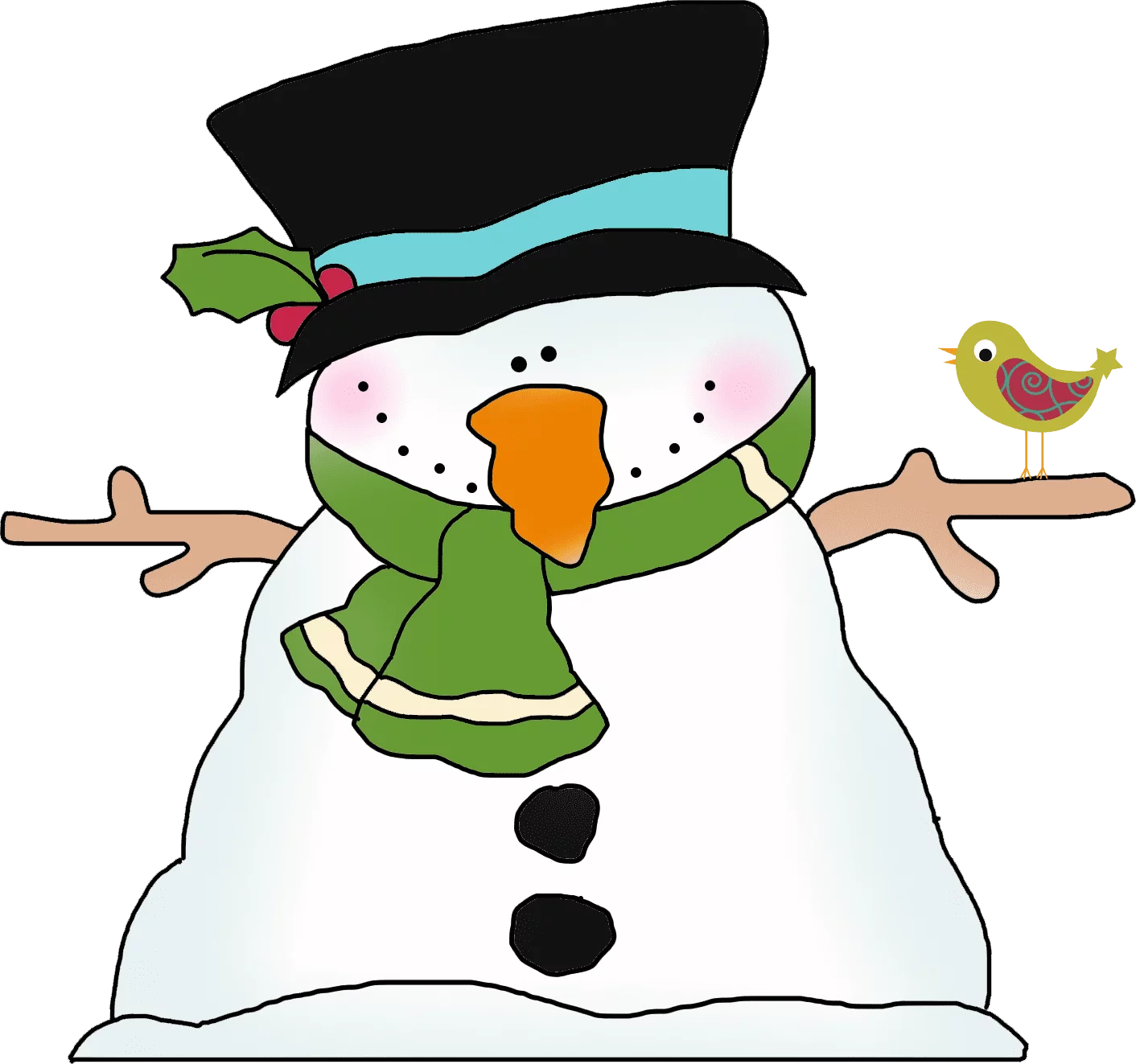 Cheerful Winter Wonderland Snowman Clipart with Festive Holiday Charm