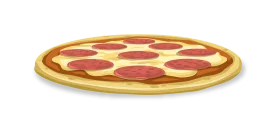 Classic Pepperoni Pizza Clipart Illustration with Golden Crust and Toppings