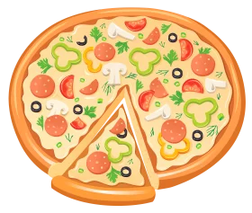 Colorful and Delicious Vegetarian Pizza Slice Clipart Illustration with Fresh Toppings