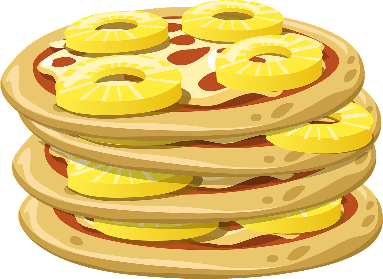 Delicious Hawaiian Tropical Pineapple Pizza Clipart Illustration