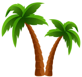 Tropical Palm Trees Clipart Illustration with Vibrant Green Leaves and Brown Trunks