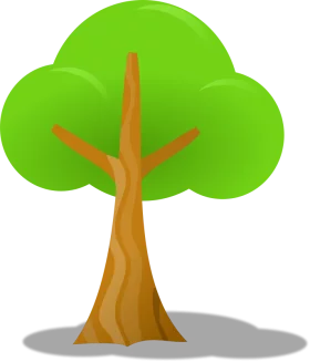 Vibrant Green Leafy Tree Clipart with Stylized Trunk and Canopy Design