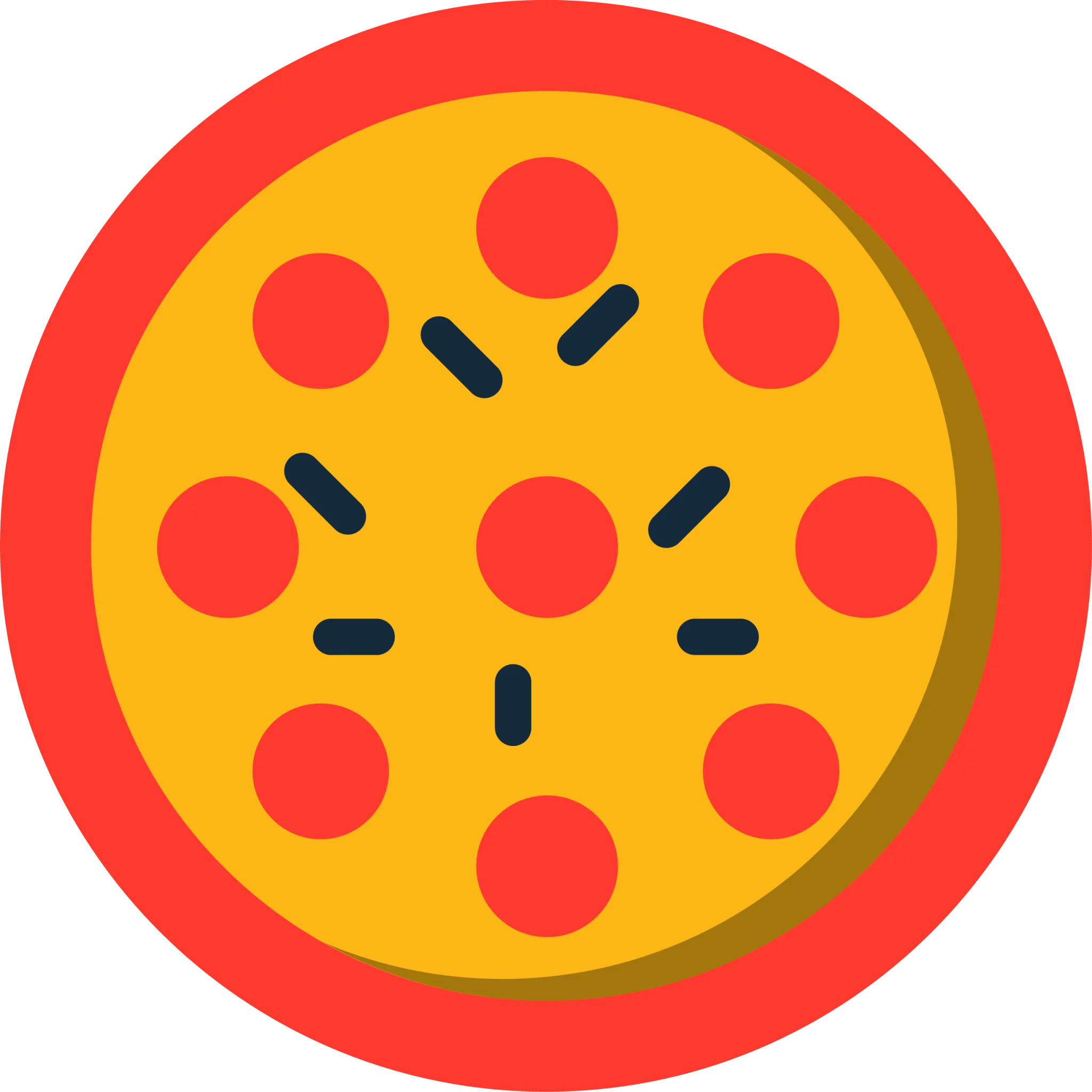 Vibrant Yellow and Red Cartoon Pizza Clipart with Pepperoni Toppings