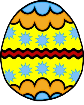 Festive Easter Egg Clipart with Ornate Star Patterns and Wavy Decorative Borders