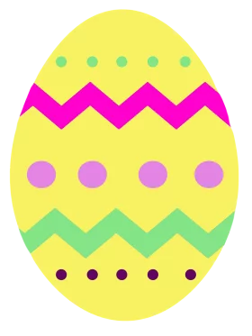 Festive Easter Egg Clipart with Zigzag Patterns and Playful Color Palette