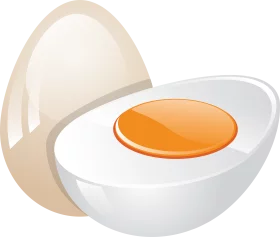 Stylized Boiled Egg Clipart Illustration with Soft Color Palette and Glossy Texture