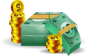 Cartoon Money Stack and Bill Illustration - Financial Clipart Design