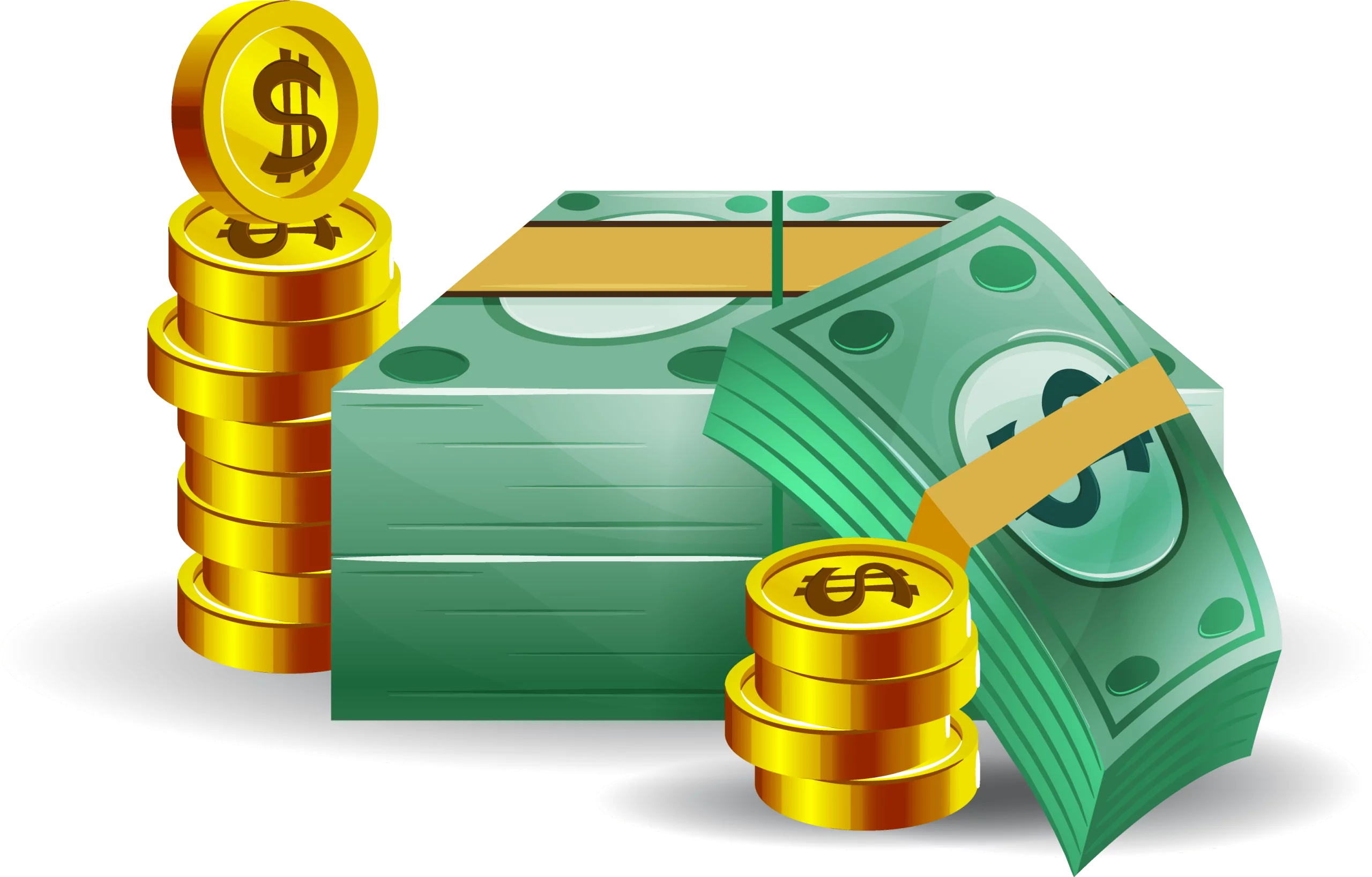 Cartoon Money Stack and Bill Illustration - Financial Clipart Design