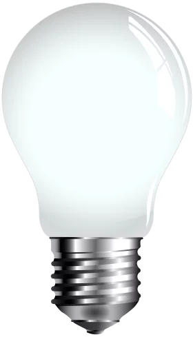 Classic Frosted Glass Lightbulb Clipart with Metallic Base Illustration