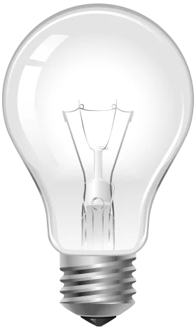 Classic Transparent Incandescent Light Bulb Clipart with Delicate Filament Design