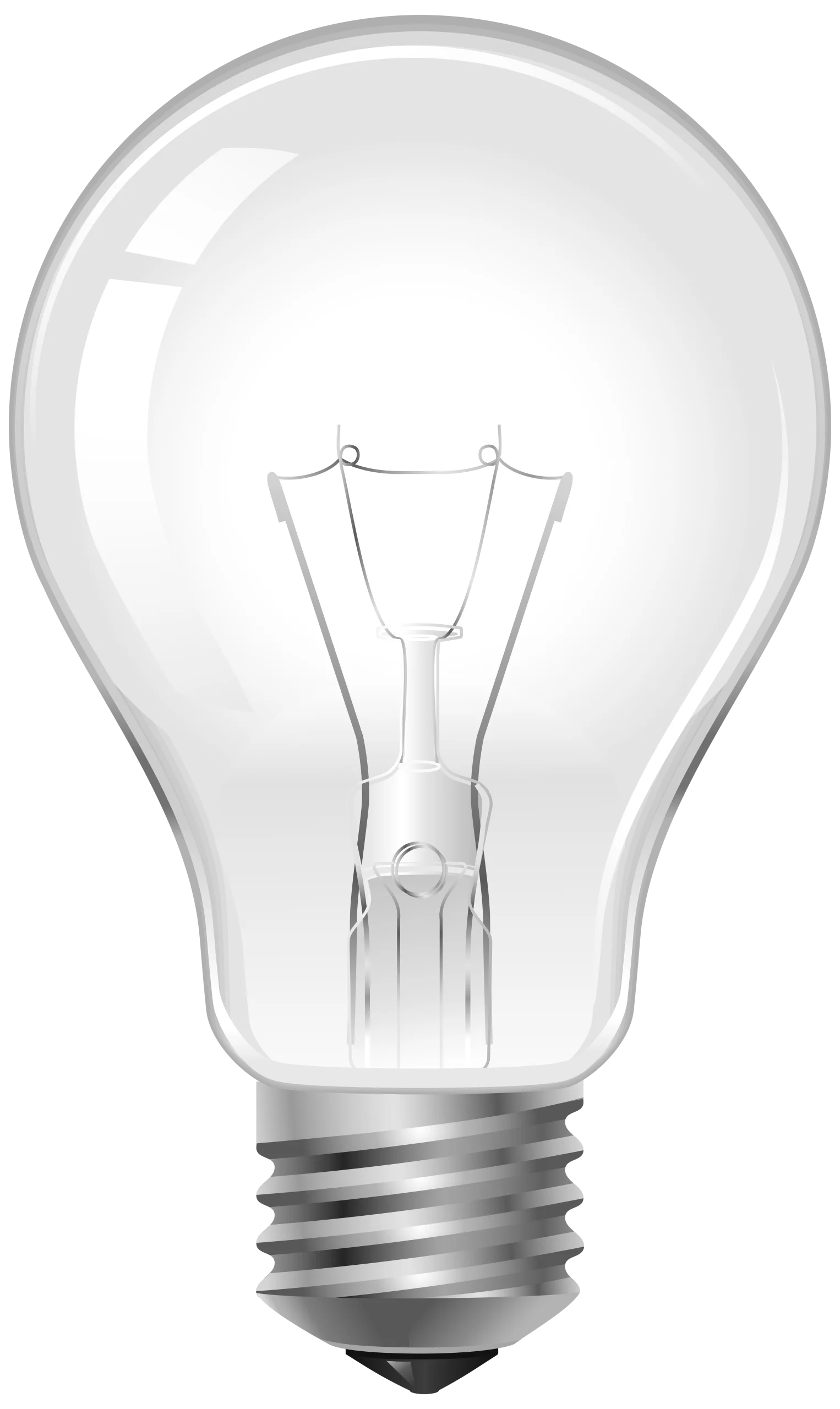 Classic Transparent Incandescent Light Bulb Clipart with Delicate Filament Design