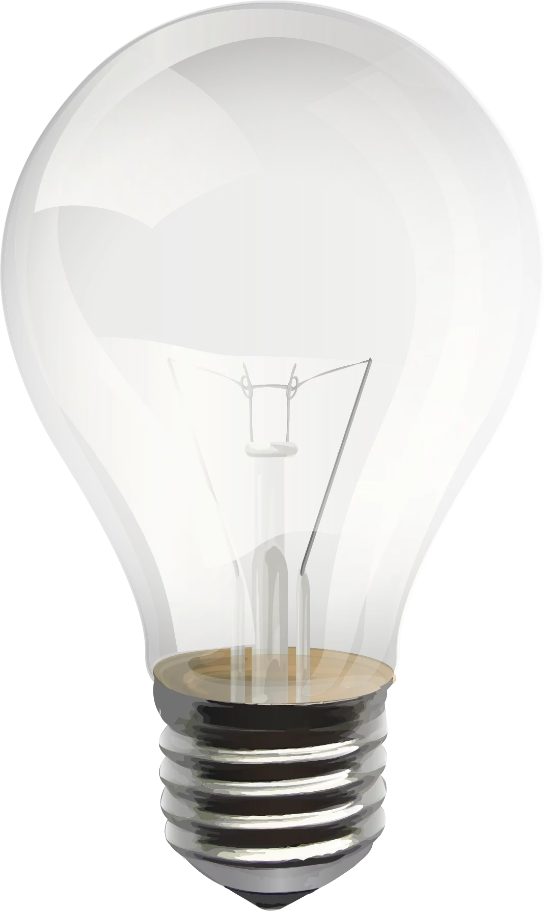 Classic Transparent Incandescent Light Bulb Clipart with Soft Glow and Metal Base