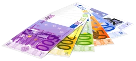 Colorful European Euro Banknotes Clipart Illustration with Spread Design