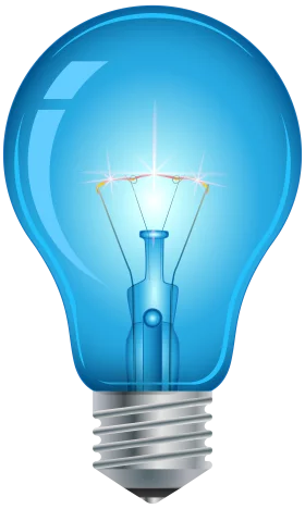 Electric Blue Translucent Light Bulb Clipart - Innovation and Illumination Design