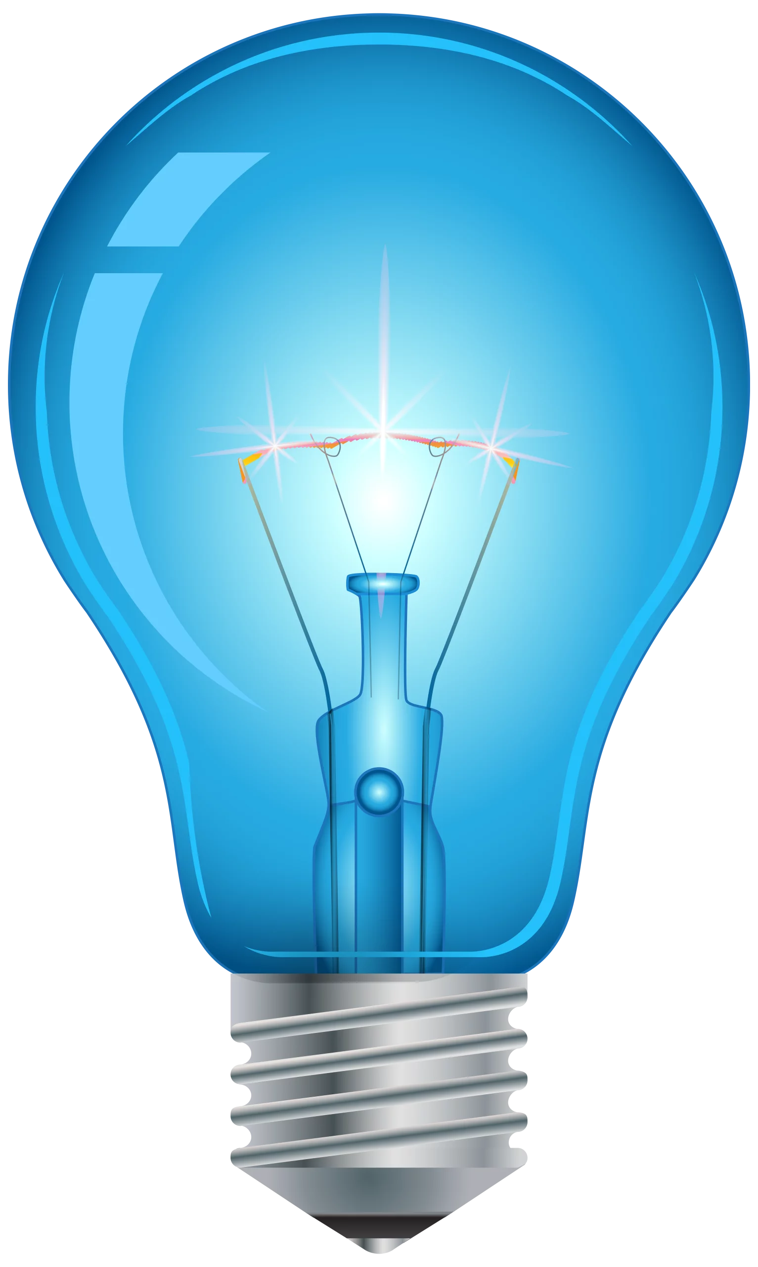 Electric Blue Translucent Light Bulb Clipart - Innovation and Illumination Design