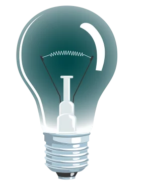 Elegant Teal and White Classic Lightbulb Clipart Design with Metallic Threads