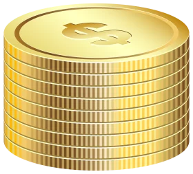 Golden Dollar Coin Stack Clipart Illustration: Financial Wealth Representation