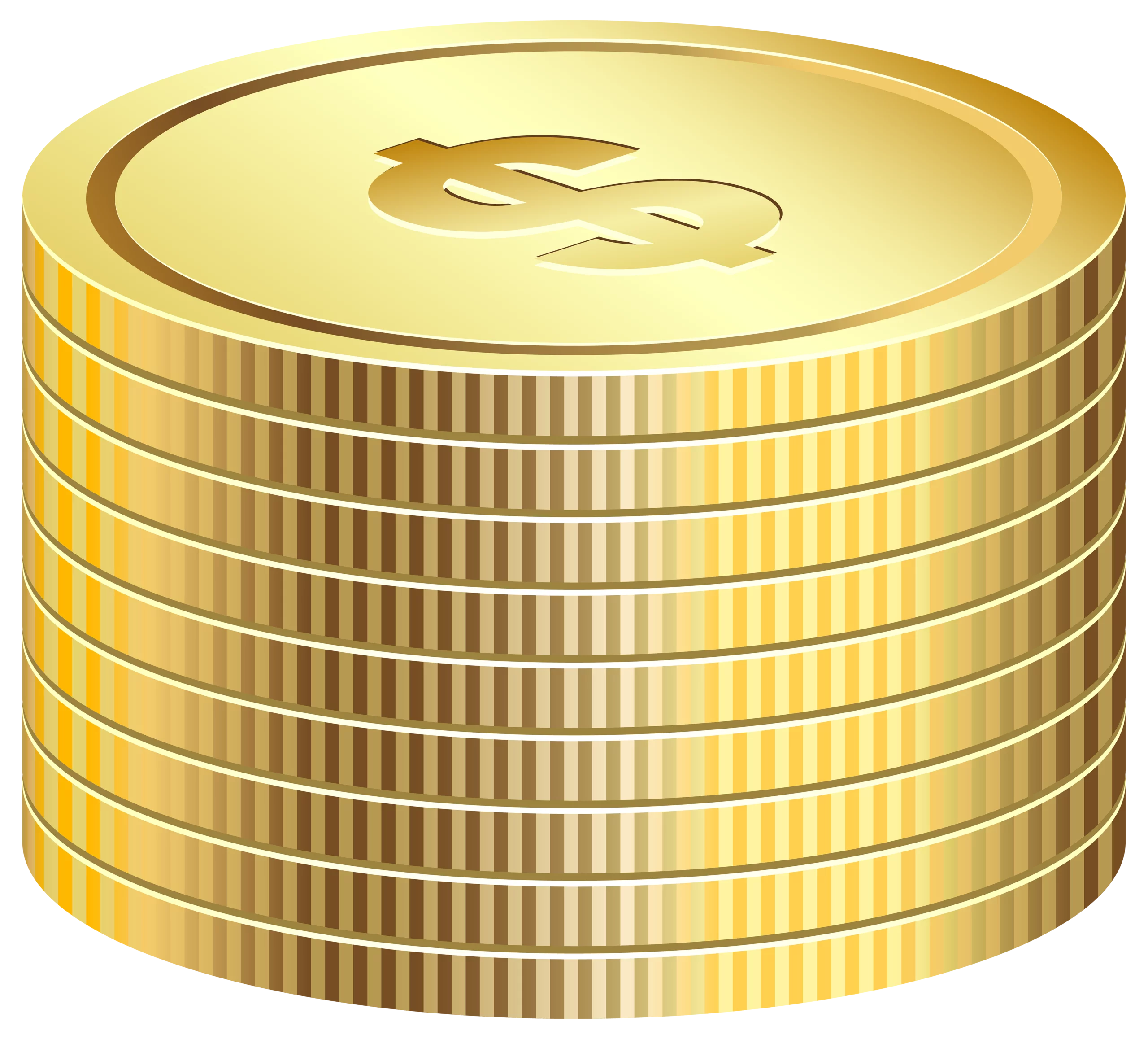 Golden Dollar Coin Stack Clipart Illustration: Financial Wealth Representation