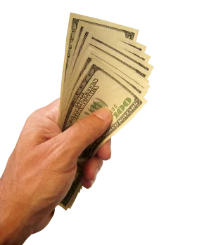 Hand Gripping US Dollar Bills Realistic Cash Clipart Illustration