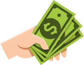 Hand Holding Green Dollar Bills Clipart Graphic Design Illustration