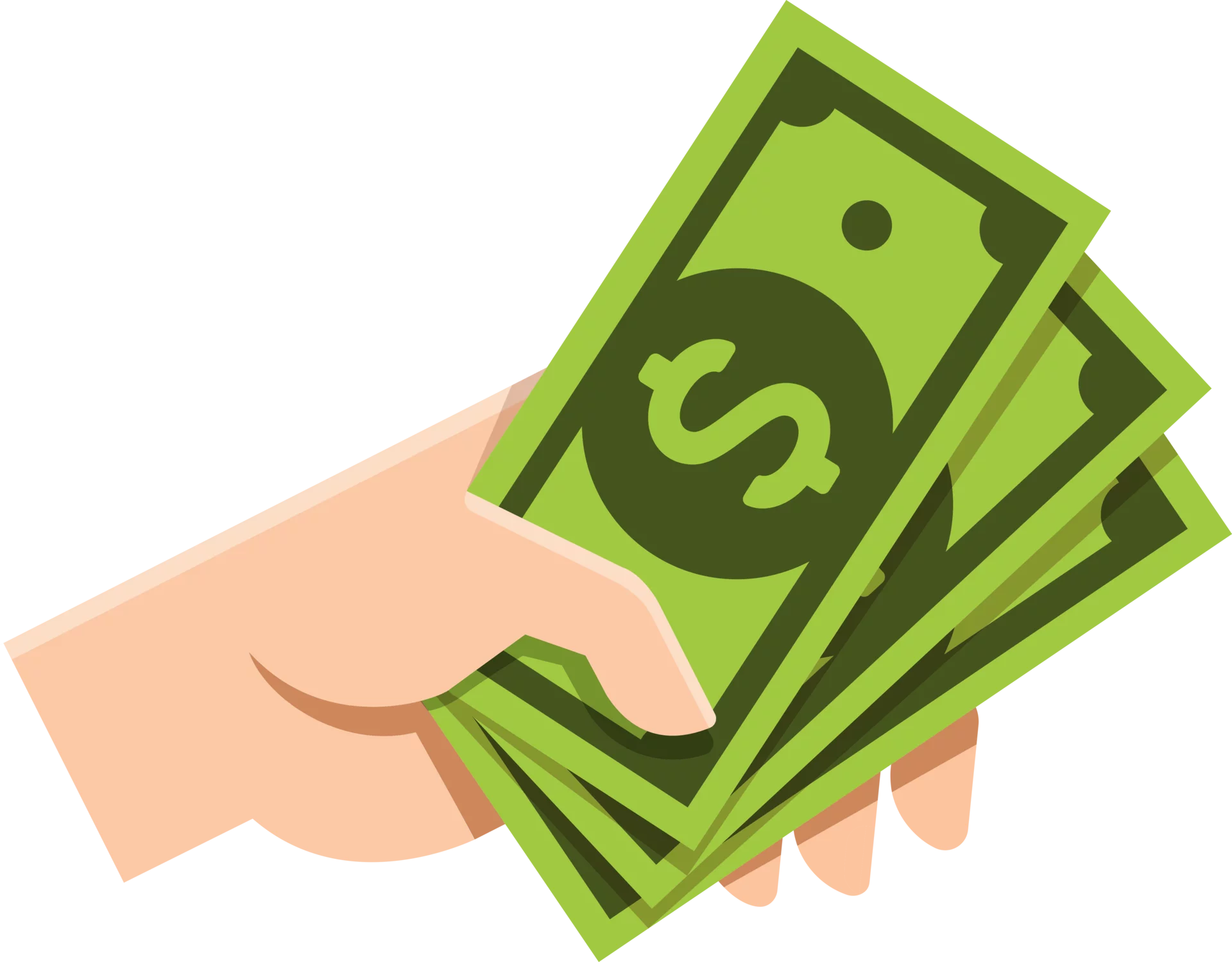 Hand Holding Green Dollar Bills Clipart Graphic Design Illustration