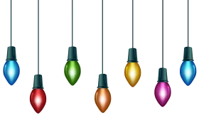 Hanging Illuminated Festive Christmas Light Bulb Clipart Illustration