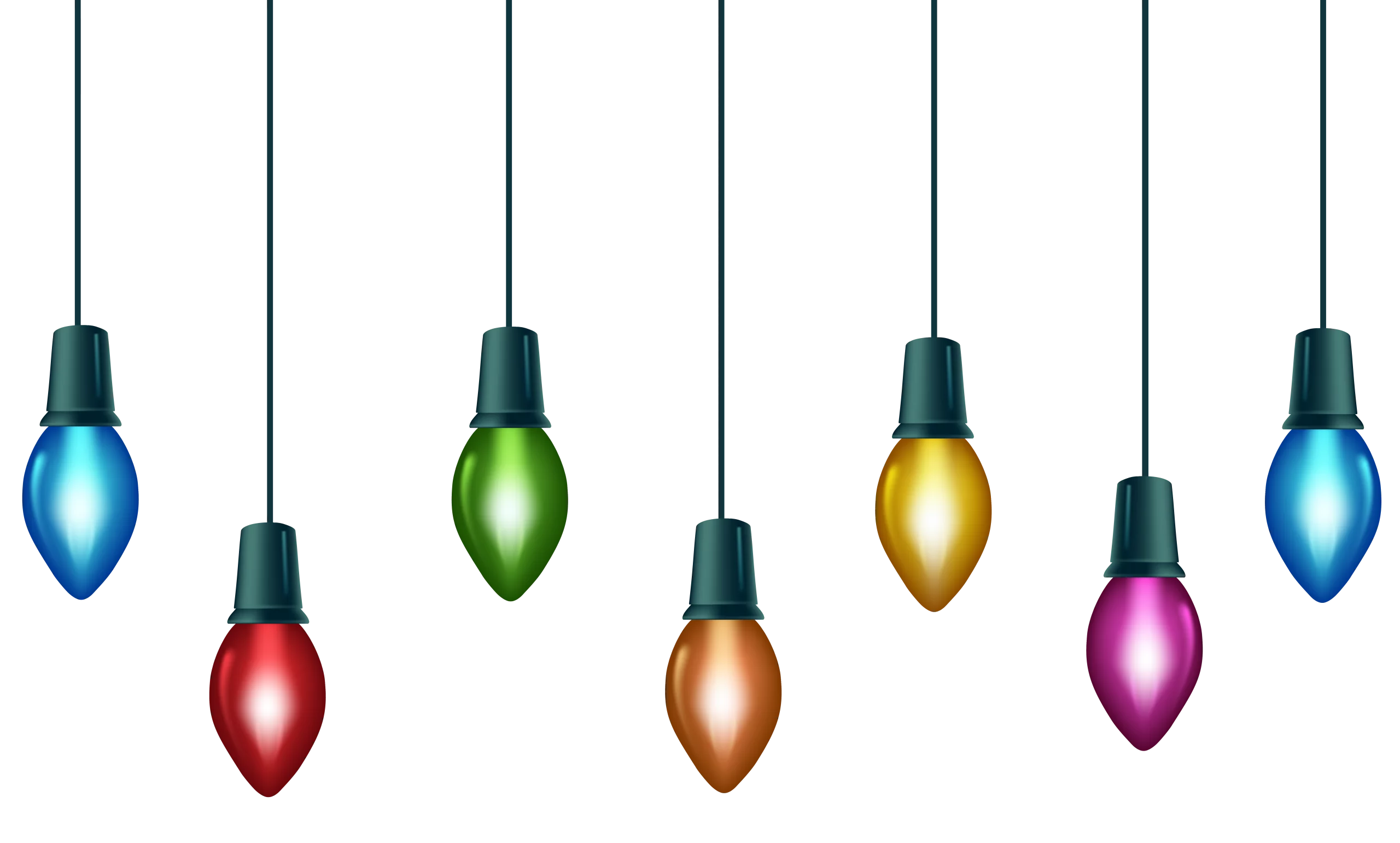 Hanging Illuminated Festive Christmas Light Bulb Clipart Illustration