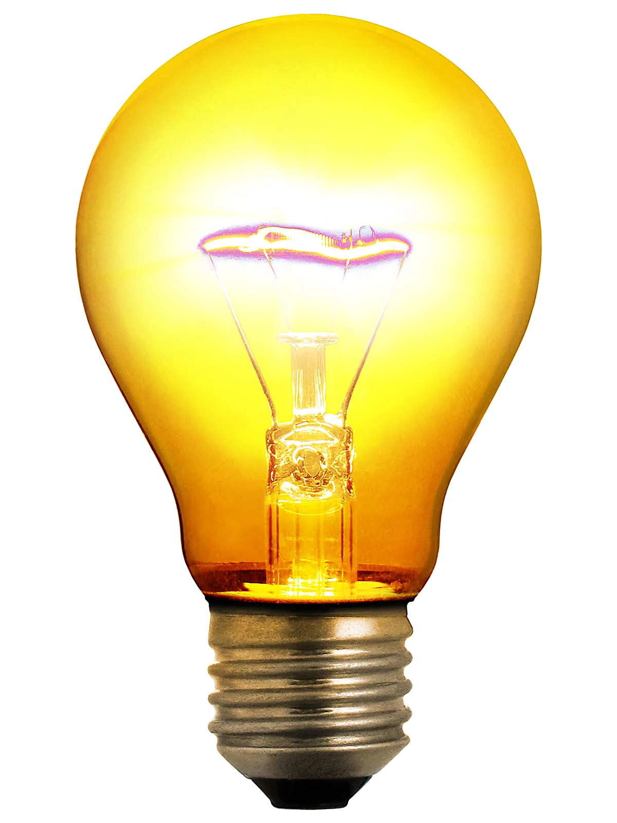 Illuminating Yellow Incandescent Lightbulb Clipart with Glowing Warm Radiance