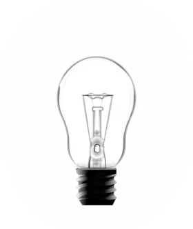 Minimalist Black and White Classic Incandescent Lightbulb Clipart Illustration