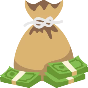 Money Bag Overflowing with Green Cash Bundles Cartoon Clipart Illustration