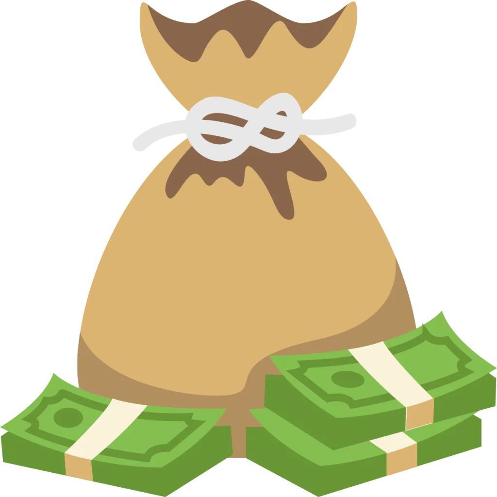 Money Bag Overflowing with Green Cash Bundles Cartoon Clipart Illustration