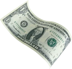 One Dollar Bill Wavy Clipart Illustration - Unique Currency Design Perspective