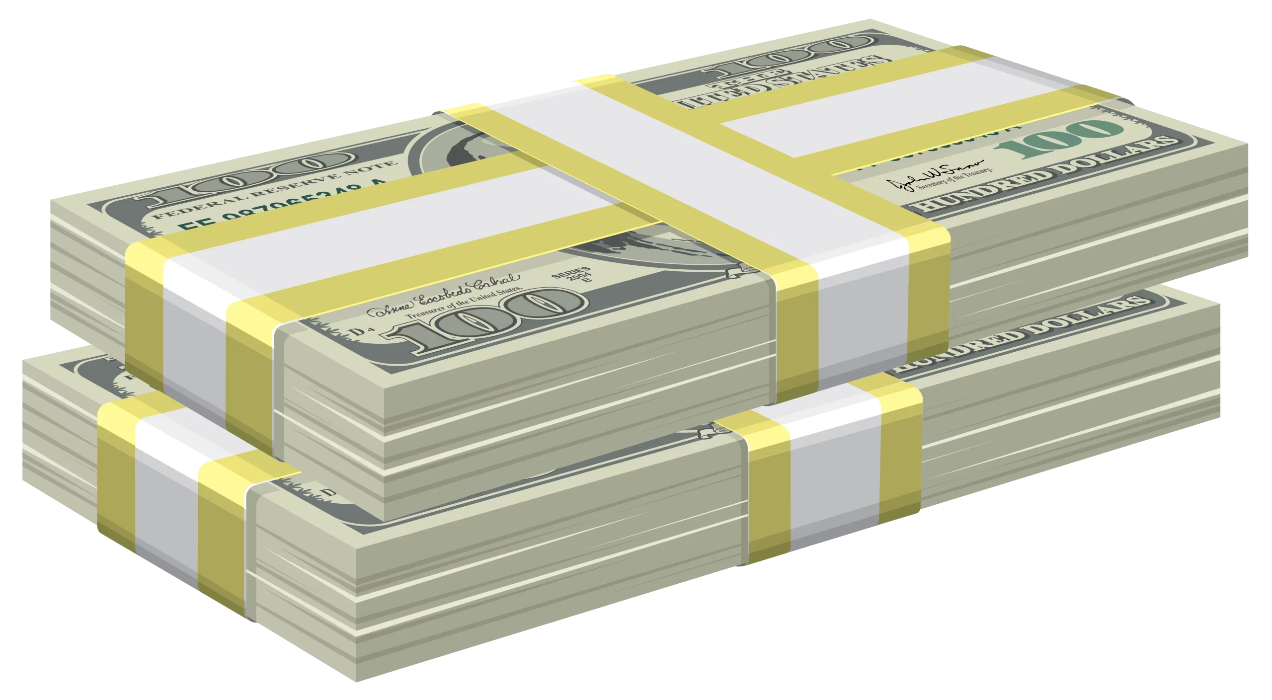 Stacked Bundles of US Dollar Bills Cash Money Realistic Clipart Graphic