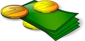 Stylized Cash and Coins Clipart Illustration Depicting Financial Wealth