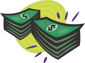 Stylized Green Dollar Bills Stacks Bursting with Financial Energy Clipart Graphic