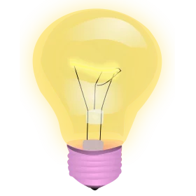 Whimsical Yellow Incandescent Light Bulb Clipart with Pastel Pink Base