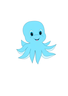 Adorable Blue Octopus Clipart with Charming Smile and Gentle Tentacles