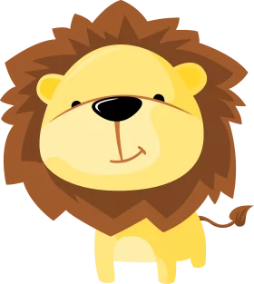 Adorable Cartoon Lion Clipart: Cheerful Woodland Creature with Warm Smile