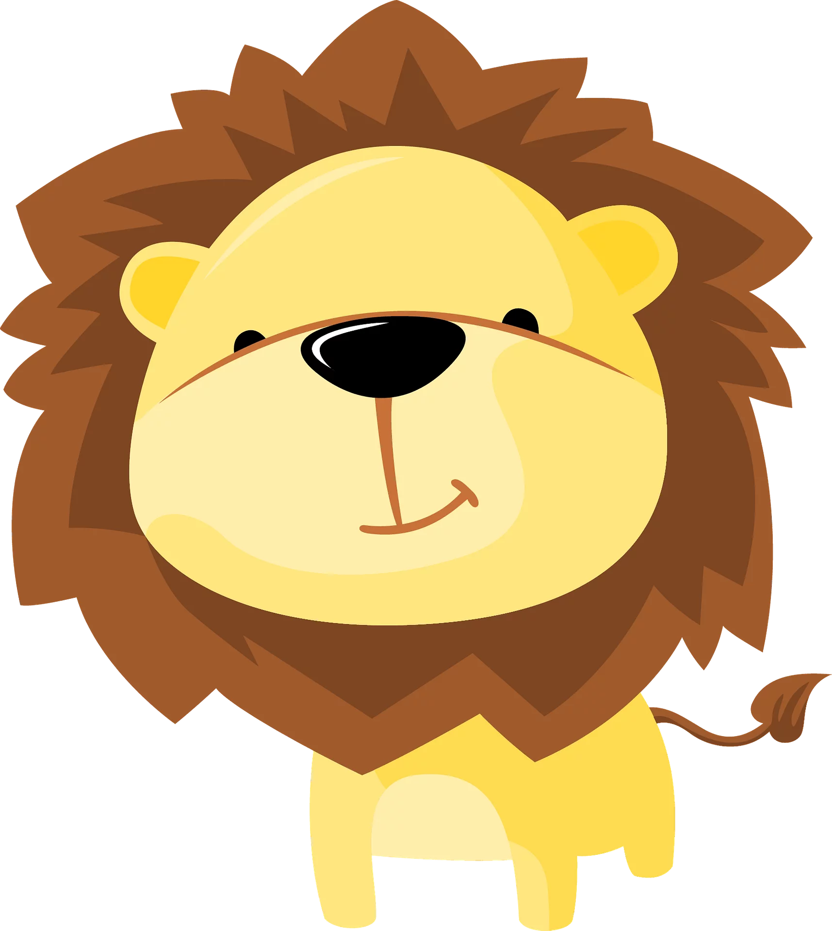 Adorable Cartoon Lion Clipart: Cheerful Woodland Creature with Warm Smile