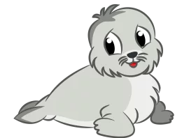 Adorable Gray Seal Pup Clipart: A Whimsical Cartoon Marine Mammal Illustration