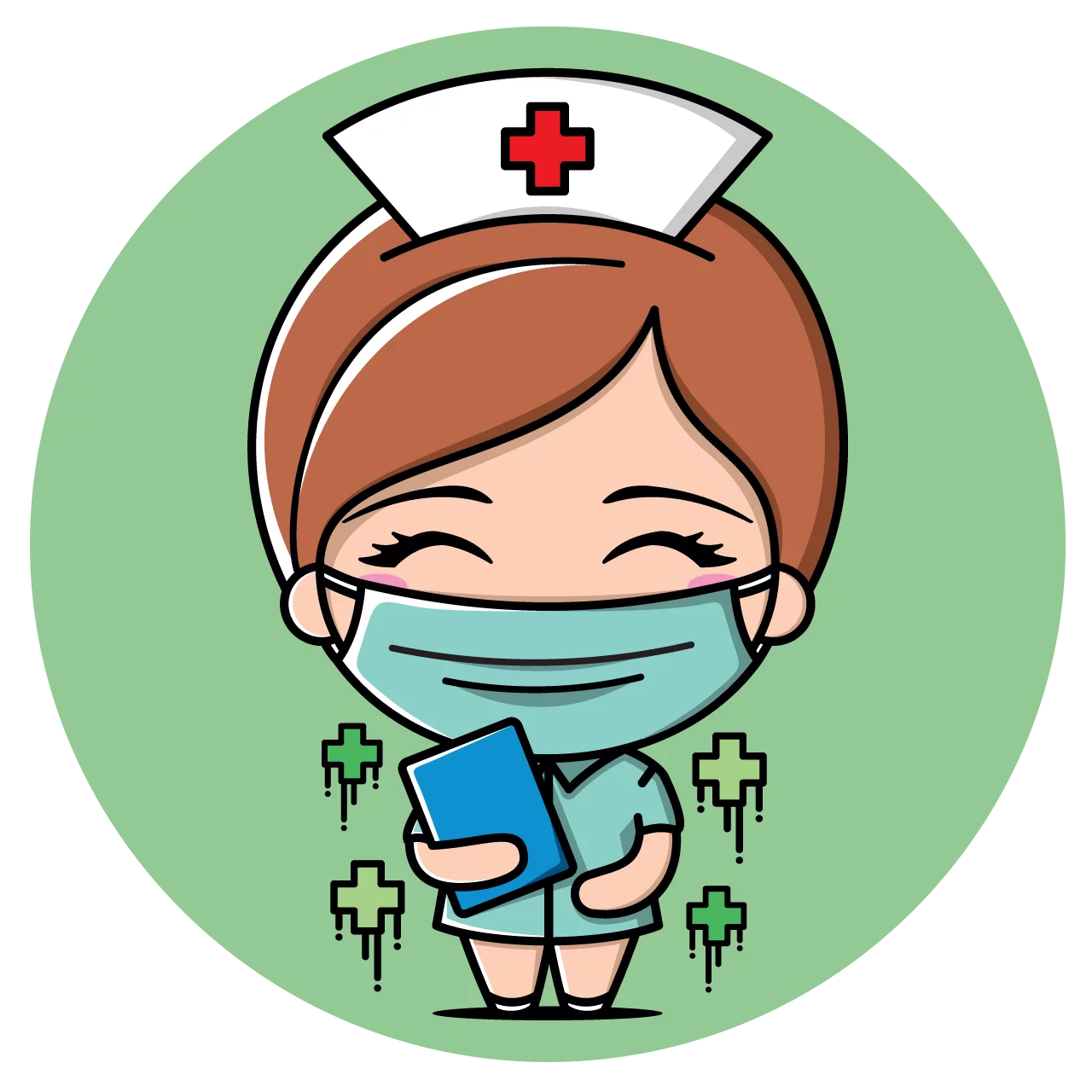 Adorable Healthcare Hero: A Charming Nurse Clipart Character in Playful Style