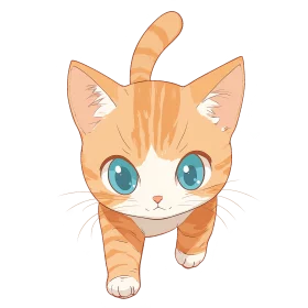 Adorable Orange Tabby Kitten Clipart with Mesmerizing Turquoise Eyes