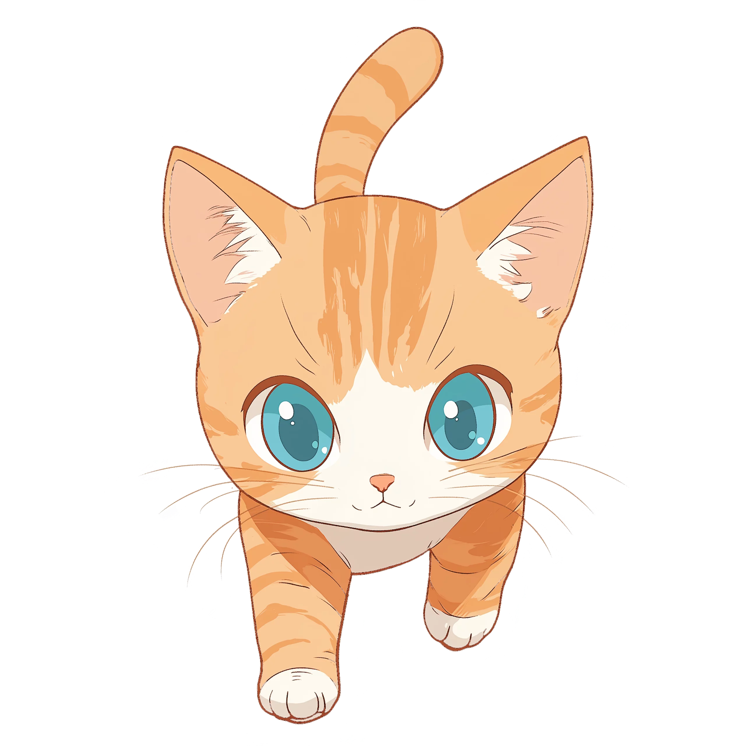 Adorable Orange Tabby Kitten Clipart with Mesmerizing Turquoise Eyes