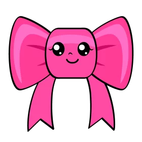 Adorable Pink Kawaii Bow Clipart with Charming Smiling Face Design