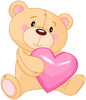 Adorable Teddy Bear Hugging Pink Heart Clipart with Soft Pastel Colors