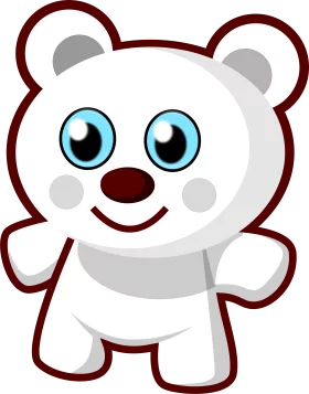 Adorable White Teddy Bear Clipart with Big Blue Eyes and Cheerful Expression