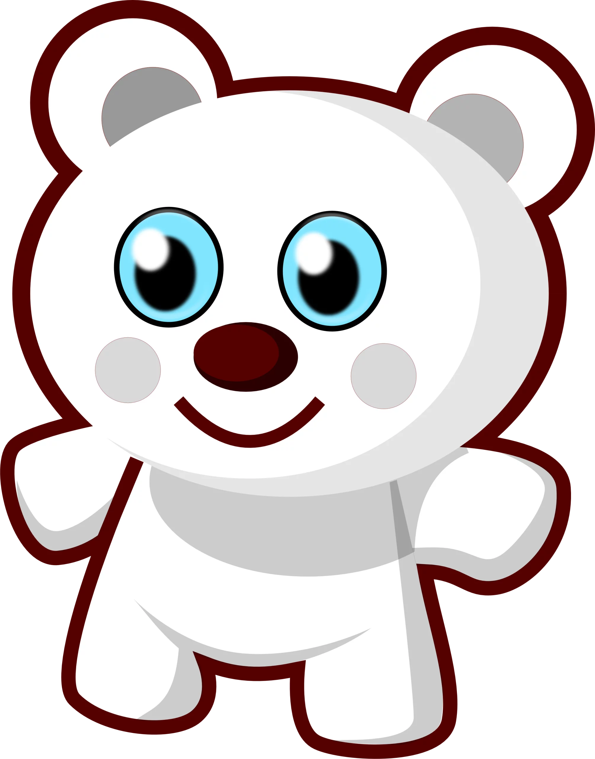 Adorable White Teddy Bear Clipart with Big Blue Eyes and Cheerful Expression